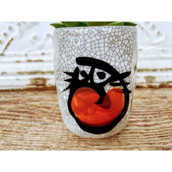 Vintage Japanese Raku Crackle Glaze Cup - Picture 2 of 9